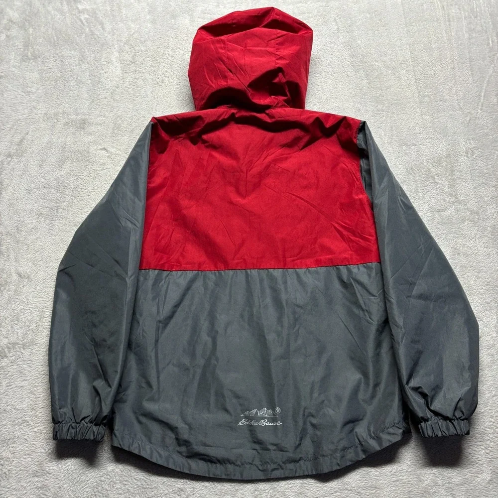 Eddie Bauer Jacket‎ Boys L 14/16 Windbreaker Full Zip Hooded Youth Kids Red Gray